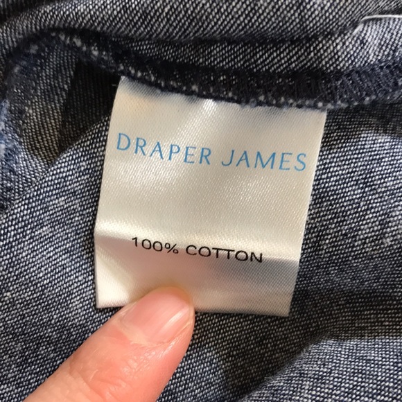 Draper James Ruffle Placket Chambray Blue Top XS - Picture 14 of 15